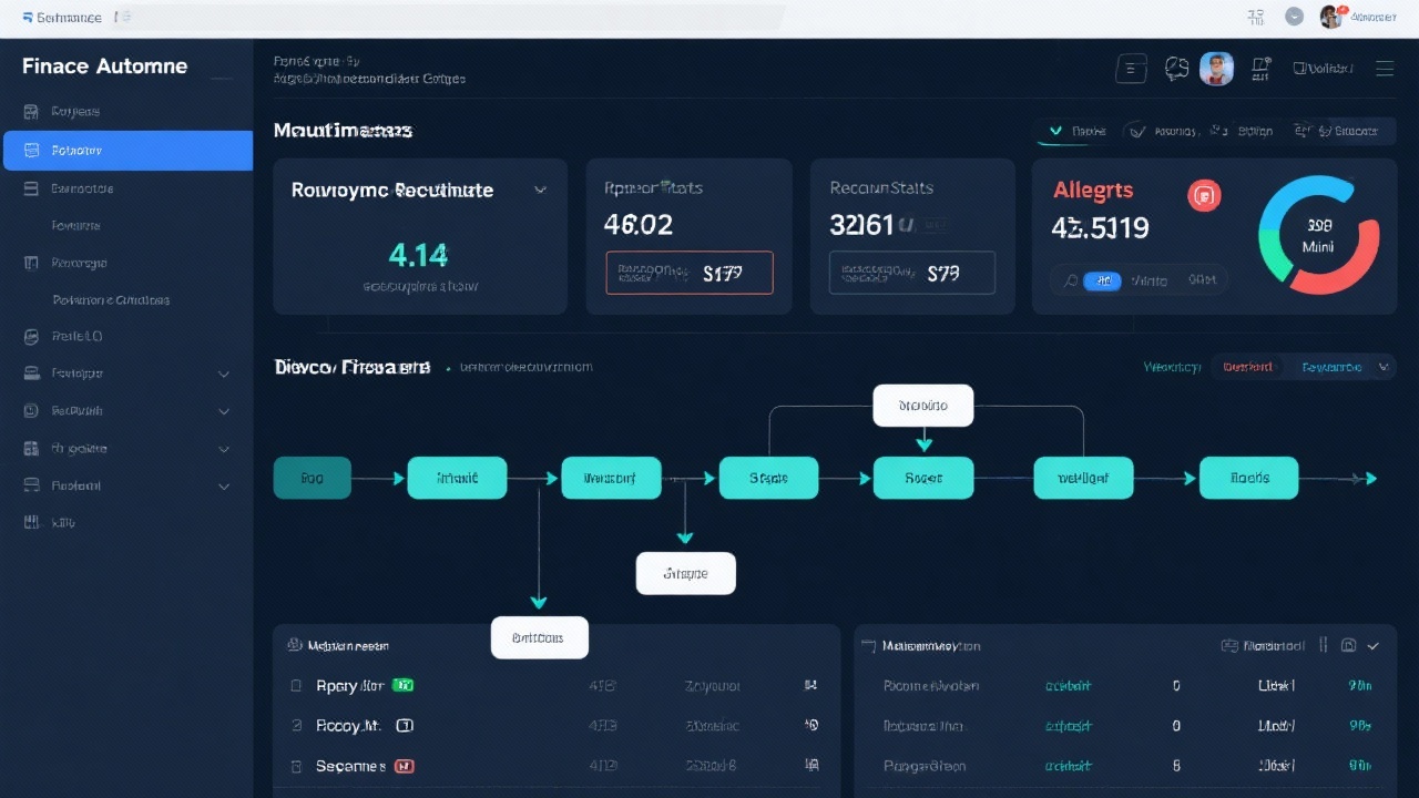 Entrepreneur and financial analyst reviewing automated reconciliation workflow on dual monitors with compliance checklist and variance alerts visible on screen
